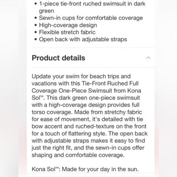 KONA SOL Green Women's Tie-Front Ruched Full Coverage One Piece Swimsuit… - Picture 8 of 11